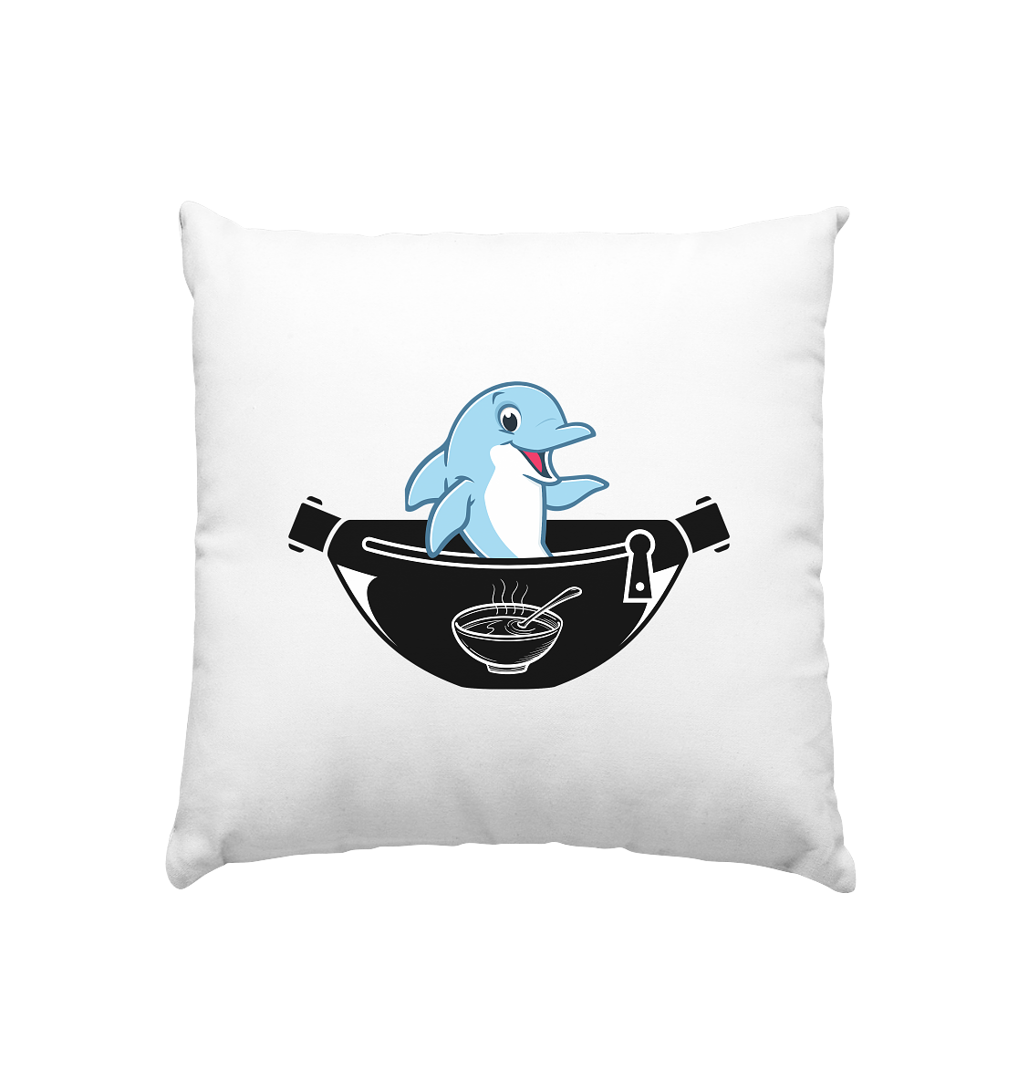 Delfin, Bauchtasche & Suppe - Kissen 40x40cm