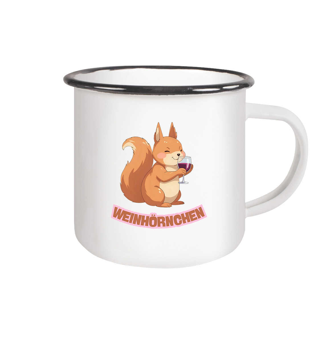 Weinhörnchen - Emaille Tasse (Black)