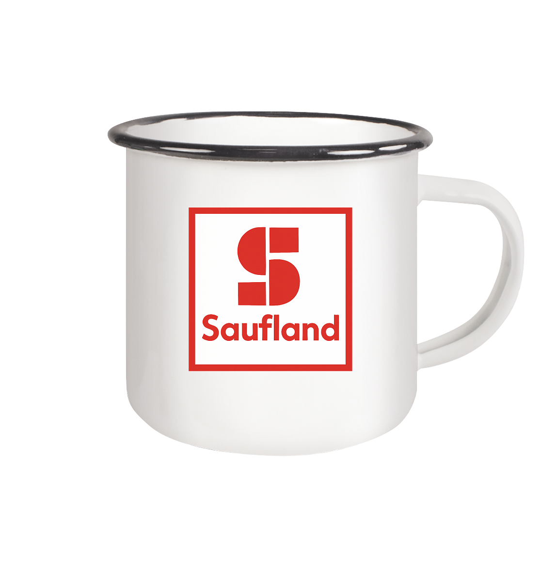 Saufland - Emaille Tasse (Black)